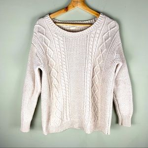 Coincidence & Chance: Anthropologie Cable Knit Sweater with pink specks. EUC.